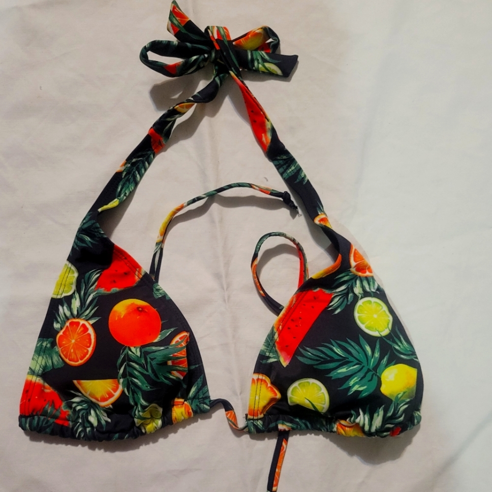 Black, fruit bikini top